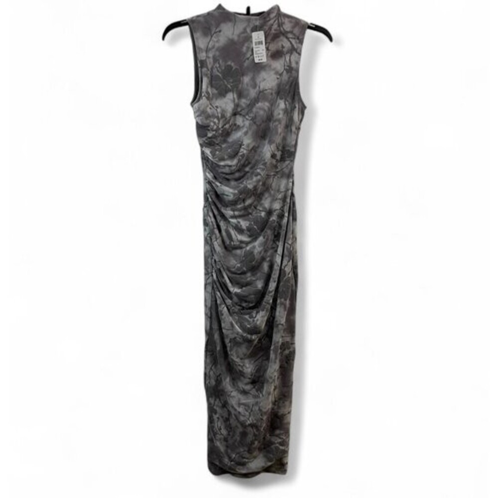 Windsor Gray Floral Ruched Midi Dress Size S